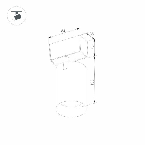 Трековый магнитный светильник Arlight MAG-SPOT-45-R85-12W Warm3000 (BK, 36 deg, 24V, DALI) 046593