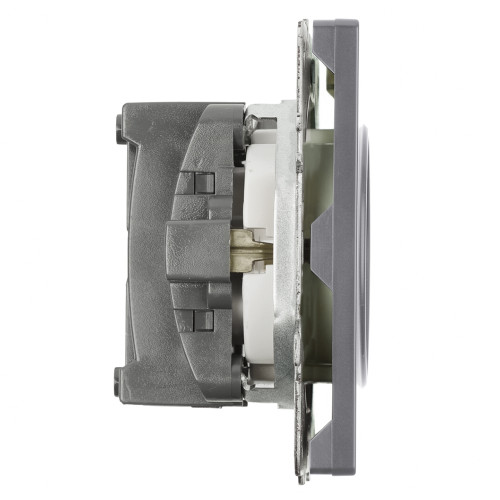 Розетка 1-местная с з/ш с/з (механизм) СЗК Stekker Эмили 250В 16А RST16-5110-10ZK платиново-серый soft touch 50243