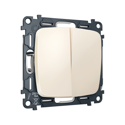 Комплект механизма 2-клавишного перекрестного выключателя Ambrella Volt 10A-250V OMEGA MO323030 Бежевый матовый QUANT (OP3230, VM125)