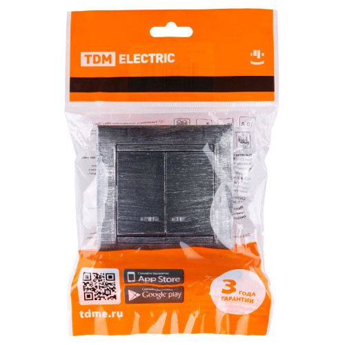 Выключатель двухклавишный с подсветкой Лама TDM Electric SQ1815-0647
