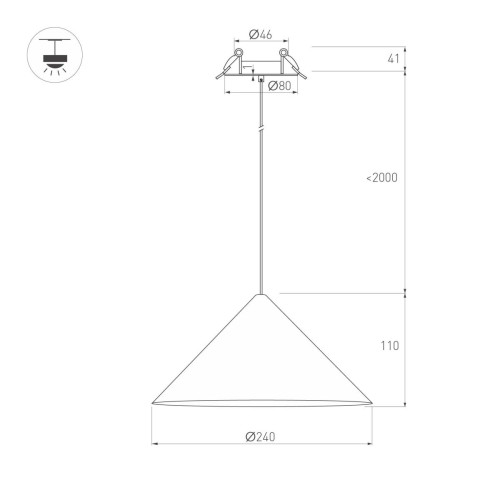 Подвесной светильник Arlight SP-MAKOTO-R240-10W Warm2700 (WH, 36 deg, 230V, TRIAC) 057210