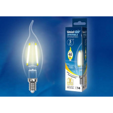 Лампа светодиодная филаментная (UL-00002863) Uniel E14 5W 3000K LED-CW35-5W/WW/E14/CL/DIM GLA01TR