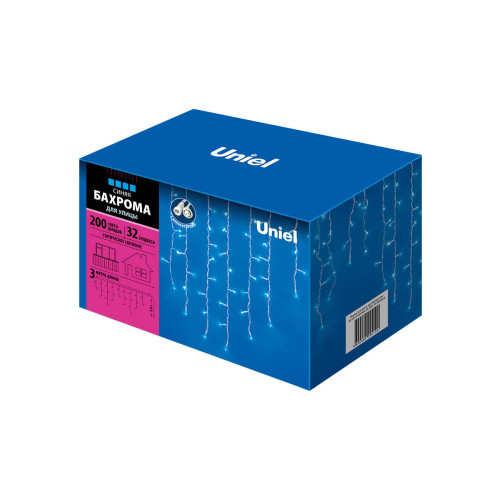 Уличная светодиодная гирлянда (UL-00002330) Uniel бахрома 230V синий ULD-B3010-200/TWK Blue IP67