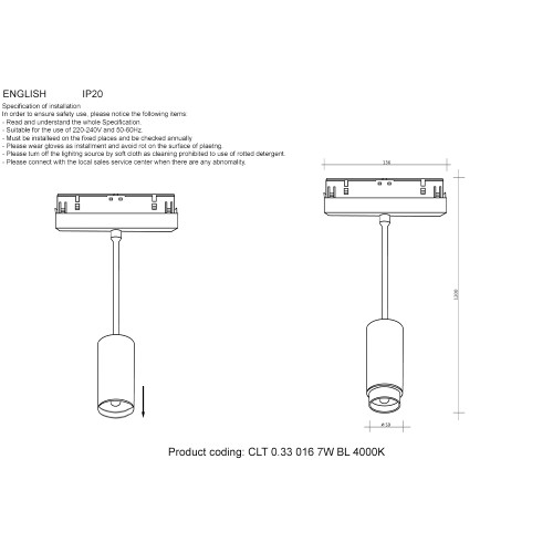 Трековый магнитный светильник Crystal Lux CLT 0.33 016 7W BL 4000K