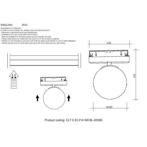 Трековый магнитный светильник Crystal Lux CLT 0.33 014 5W BL 4000K