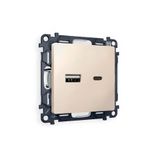 Комплект механизма розетки 2USB A+C 20W (быстрая зарядка) Ambrella Volt Alfa MA331010