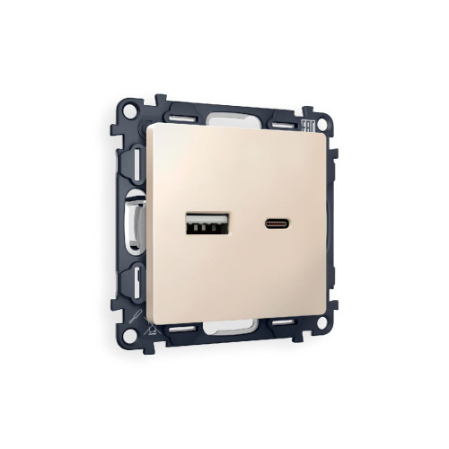 Комплект механизма розетки 2USB A+C 20W (быстрая зарядка) Ambrella Volt Alfa MA331010