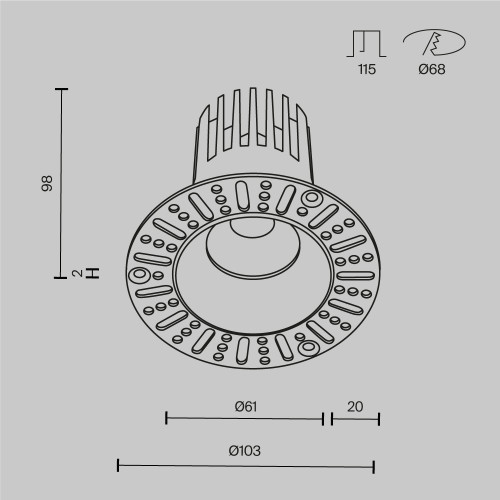 Встраиваемый светильник Maytoni Technical Dip DL121-15W-3K-TRS-B