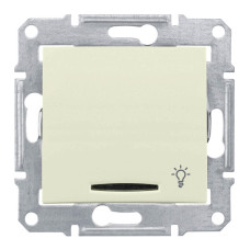 Выключатель кнопочный с синей подсветкой Свет Schneider Electric Sedna 10A 250V SDN1800147