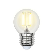 Лампа светодиодная филаментная (UL-00001370) Uniel E27 6W 4000K прозрачная LED-G45-6W/NW/E27/CL PLS02WH
