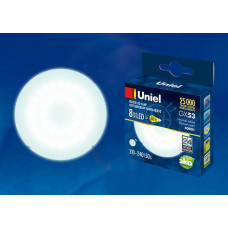 Лампа светодиодная (UL-00001671) Uniel GX53 8W 4000K матовая LED-GX53-8W/NW/GX53/FR PLZ01WH