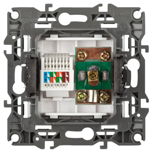 Розетка комбинированная RJ45+TV Эра 12-3110-01М Б0065691