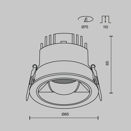 Встраиваемый светильник Maytoni Parete DL100-12W2.7-3-4K-RD-B