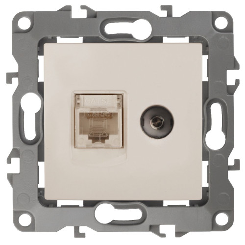 Розетка комбинированная RJ45+TV Эра 12-3110-02 Б0027442