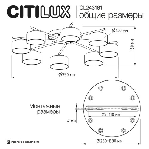 Потолочная люстра Citilux Espace CL243181