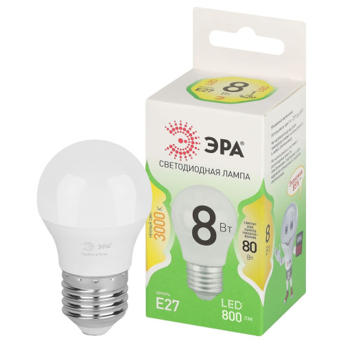 Светодиодная лампа Эра LED P45-8W-830-E27 GL Б0067023