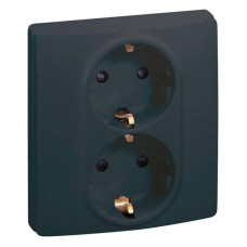 Розетка 2X2К+З Legrand Etika 16A 250V с/з винтовой зажим немецкий стандарт антрацит 672623
