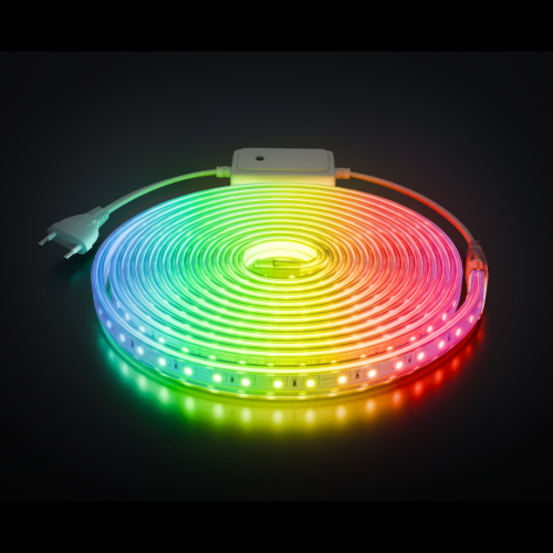 Комплект светодиодной ленты Apeyron 220В 12Вт/м, RGB, SMD5050, 60д/м, 5м, IP65 10-146 (контроллер - 1шт, заглушка - 1шт, крепеж - 5шт)