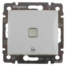 Выключатель кнопочный одноклавишный Legrand Valena 10A 250V с подсветкой Звонок алюминий 770215