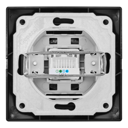 Розетка телефонная RJ11 скрытой установки IP20, черная 
