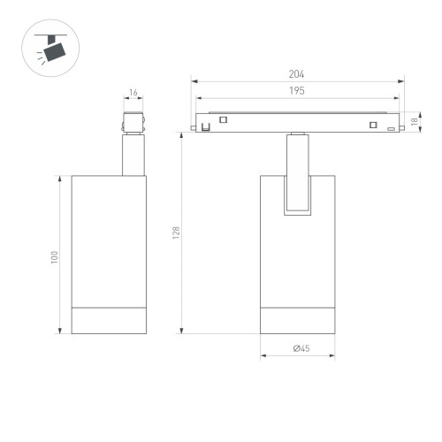 Трековый магнитный светильник Arlight MAG-ORIENT-SPOT-R45-12W Day4000-MIX (BK, 24 deg, 48V, TUYA Zigbee) (IP20 Металл) 061553