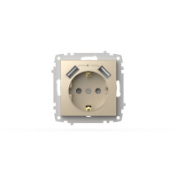 Розетка с заземлением и защитой от детей + два входа USB для заряда устройства ELBI Zena Vega 609-012500-317