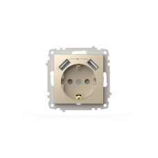 Розетка с заземлением и защитой от детей + два входа USB для заряда устройства ELBI Zena Vega 609-012500-317
