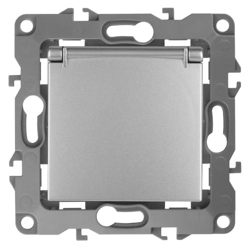 Розетка 2P+E Schuko со шторками с крышкой Эра 12-2103-03 Б0014695