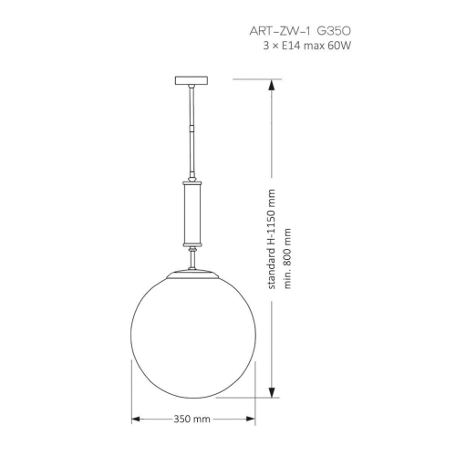 Подвесной светильник Kutek Mood Artu Glass ART-ZW-1 (Z) G350