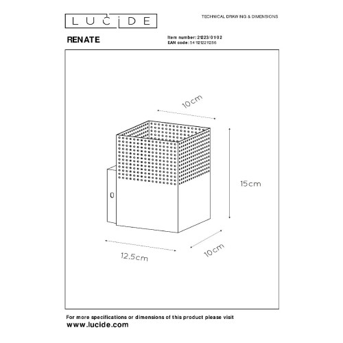 Настенный светильник Lucide Renate 21223/01/02