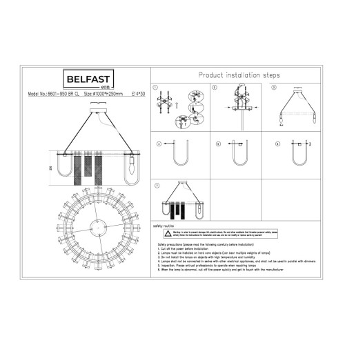 Подвесная люстра Belfast Severn 6601-950 BR CL