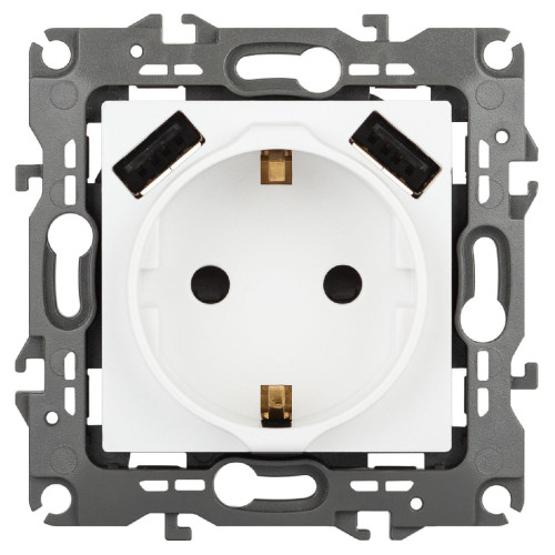 Розетка со шторами и 2 USB Эра 12-4109-01М Б0065728