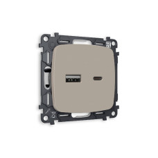 Комплект механизма розетки 2USB A+C 20W (быстрая зарядка) Ambrella Volt Omega MO371010