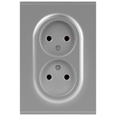 Розетка Эра Arktik 16-2107-03 без заземления двойная 2X2P 16А-250В алюминий Б0071683
