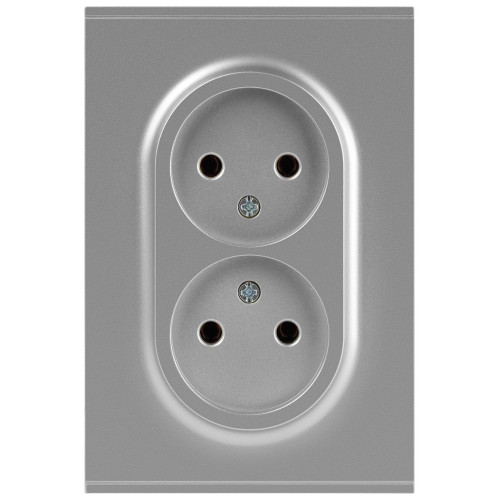 Розетка Эра Arktik 16-2107-03 без заземления двойная 2X2P 16А-250В алюминий Б0071683