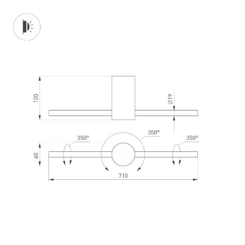 Накладной светильник Arlight SP-PICASO-M-TURN-L700-12W Day4000 (BK, 100 deg, 230V) 047344