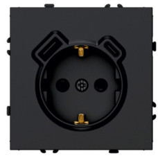 Розетка 1-местная з/ш с/з 16А + USB + Type C (механизм) Stekker Эмили 250В 20W черный уголь soft-touch RST16-5119-05
