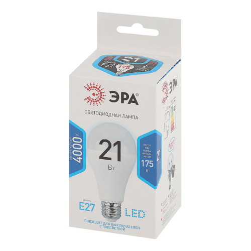 Лампа светодиодная Эра E27 21W 4000K LED A65-21W-840-E27 Б0035332