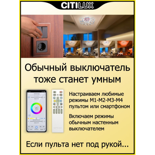 Потолочная люстра Citilux Джемини Смарт CL229A161E