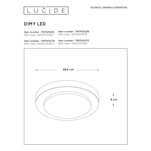 Потолочный светильник Lucide Dimy 79179/12/30