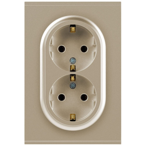 Розетка Эра Arktik 16-2105-04 двойная с заземлением 2X2P+E Schuko со шторками 16А-250В шампань Б0070457