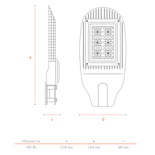 Консольный светильник Wolta ДКУ04-100-112-5К ШБ140х60