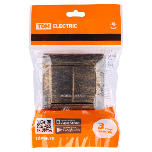 Выключатель двухклавишный с подсветкой Лама TDM Electric SQ1815-0747