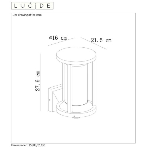 Уличный настенный светильник Lucide CADIX 15803/01/30