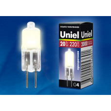 Лампа галогенная Uniel JC-220/20/G4 CL 01822