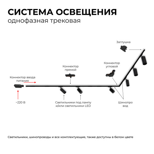 Трековый однофазный светильник Apeyron 25-04