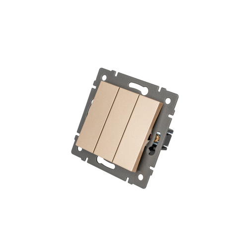 Механизм выключателя трехклавишный непроходной Arlight SWT-MK03-PL-GD-V (250V, 10A) 049899