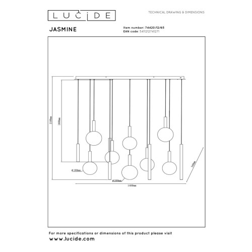 Каскадная люстра Lucide Jasmine 74420/12/65