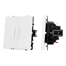 Механизм звонкового выключателя двухклавишный Arlight LED SWT-NOBE-MKR2-SFPL-L-WH (230V, 10A) (Белый кварц) 061745(1)