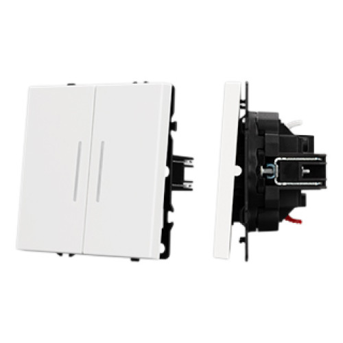 Механизм звонкового выключателя двухклавишный Arlight LED SWT-NOBE-MKR2-SFPL-L-WH (230V, 10A) (Белый кварц) 061745(1)